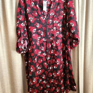 NWT Torrid mini dress 3/4 sleeve skulls with zipper top